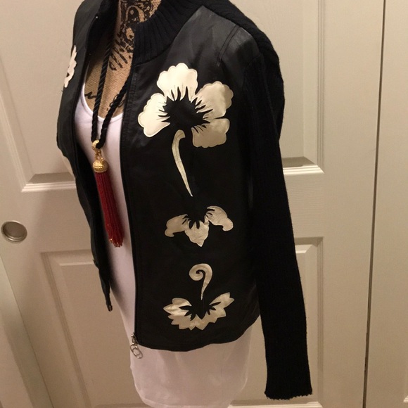 Spiegel vintage leather panel sweater jacket - Picture 2 of 7